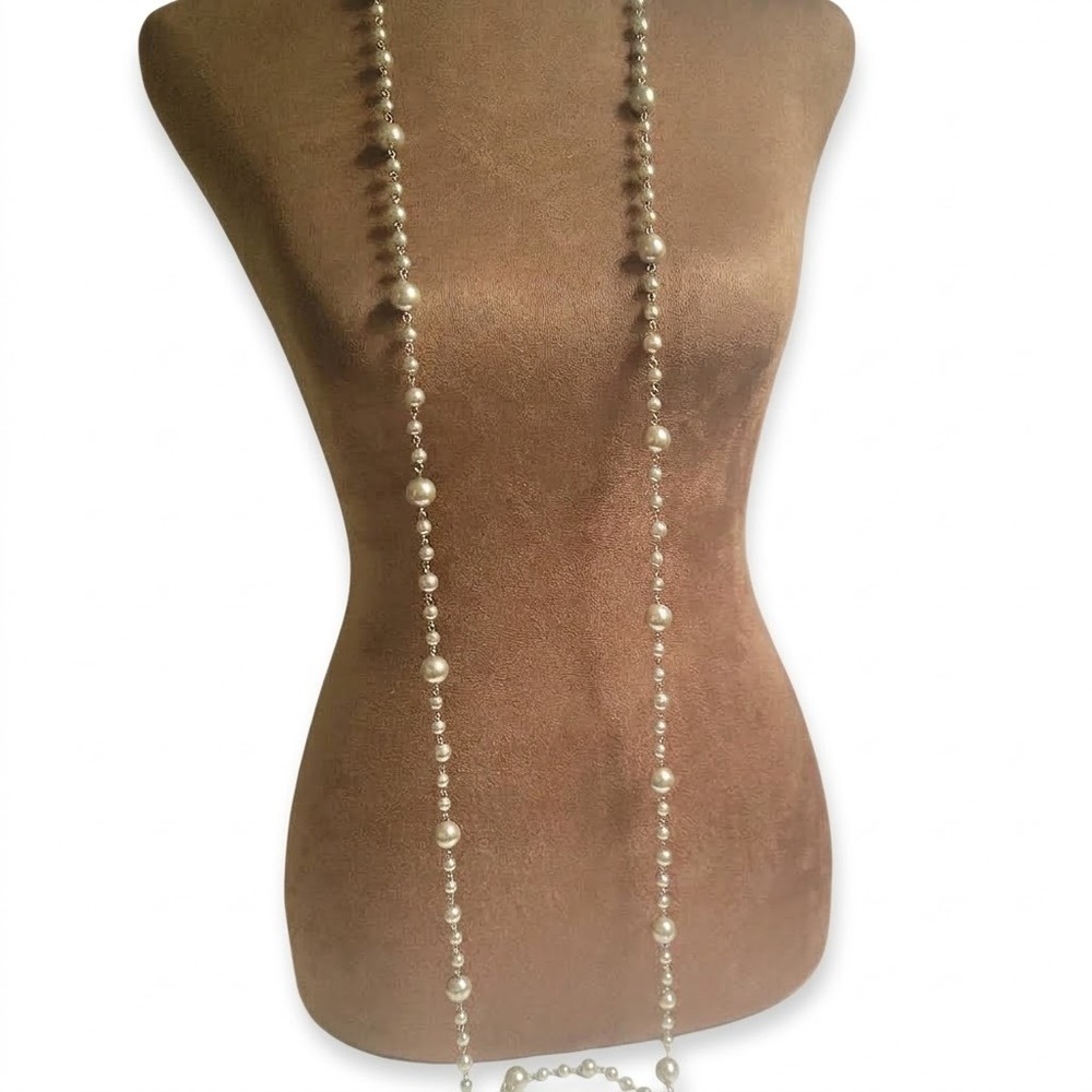 Jewel Kade Long Faux Pearl Strand Necklace Silver Tone 60 Inch Size 60in